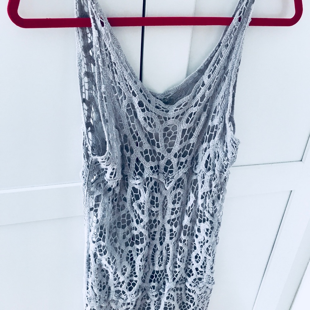 Crocheted boho shirt dress